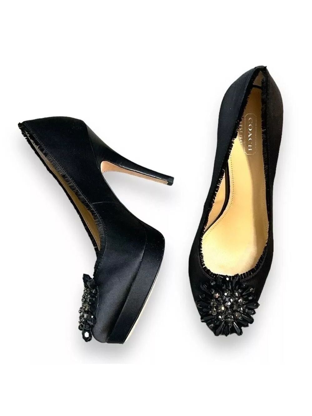 Coach Black Bergen Satin Pumps Heels. Size 5.5